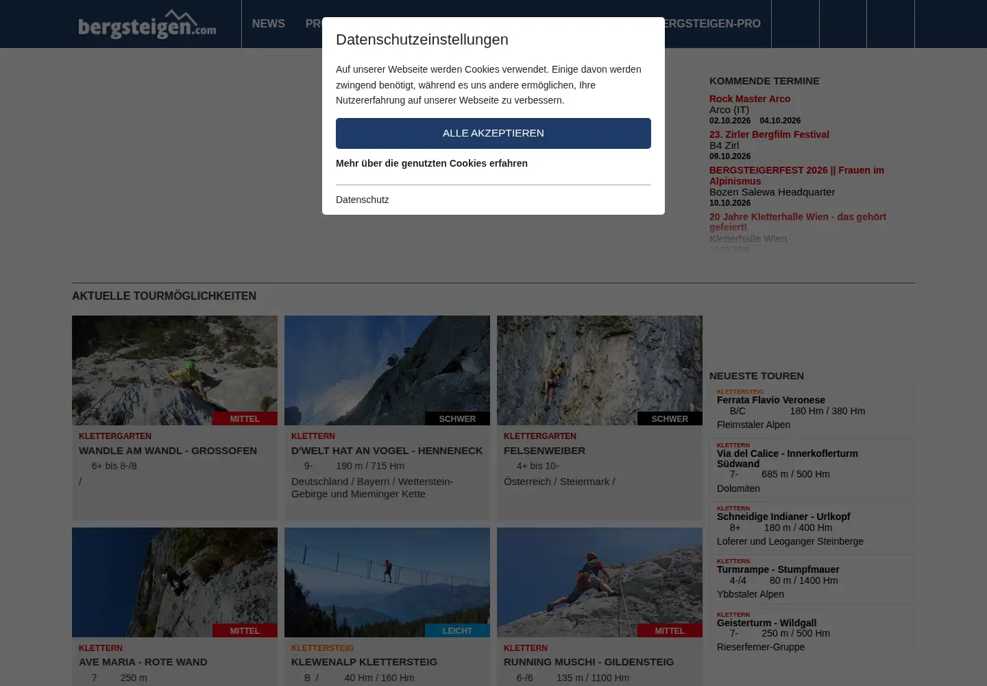 Screenshot of bergsteigen.com