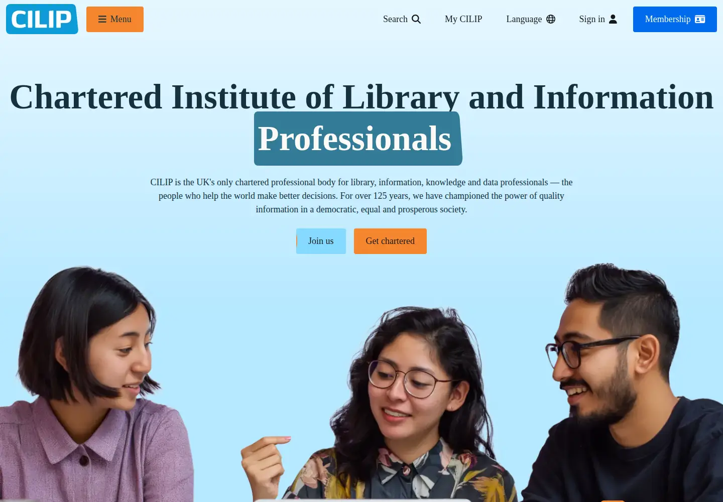 Screenshot of cilip.org.uk