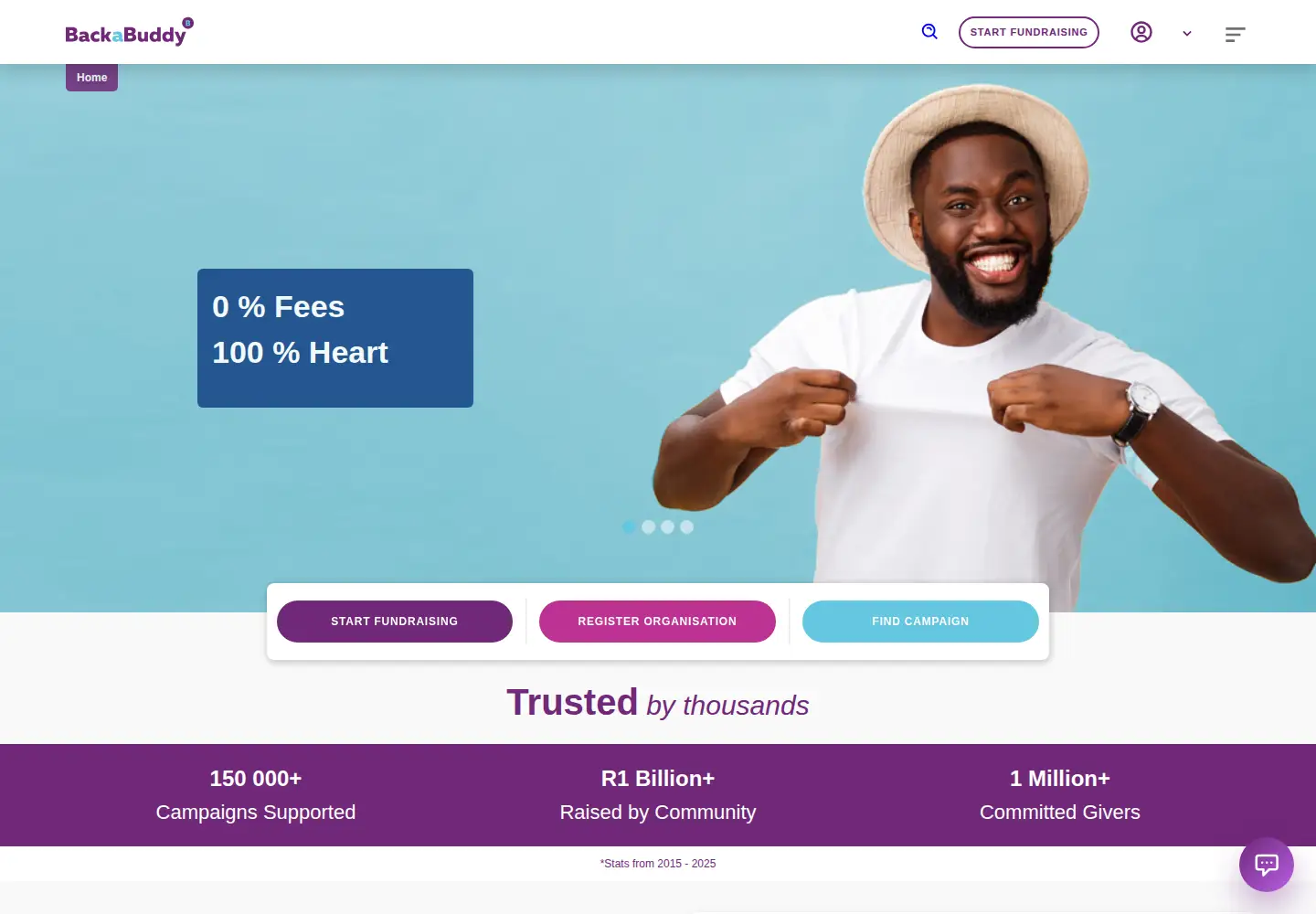 Screenshot of backabuddy.co.za
