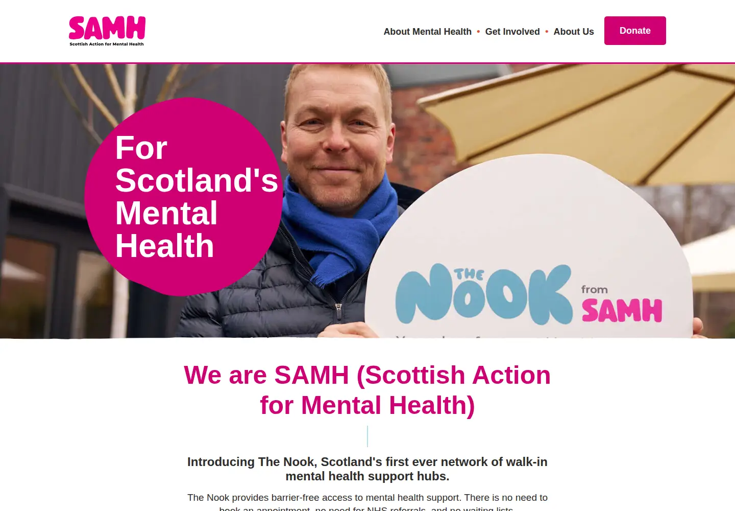 Screenshot of samh.org.uk