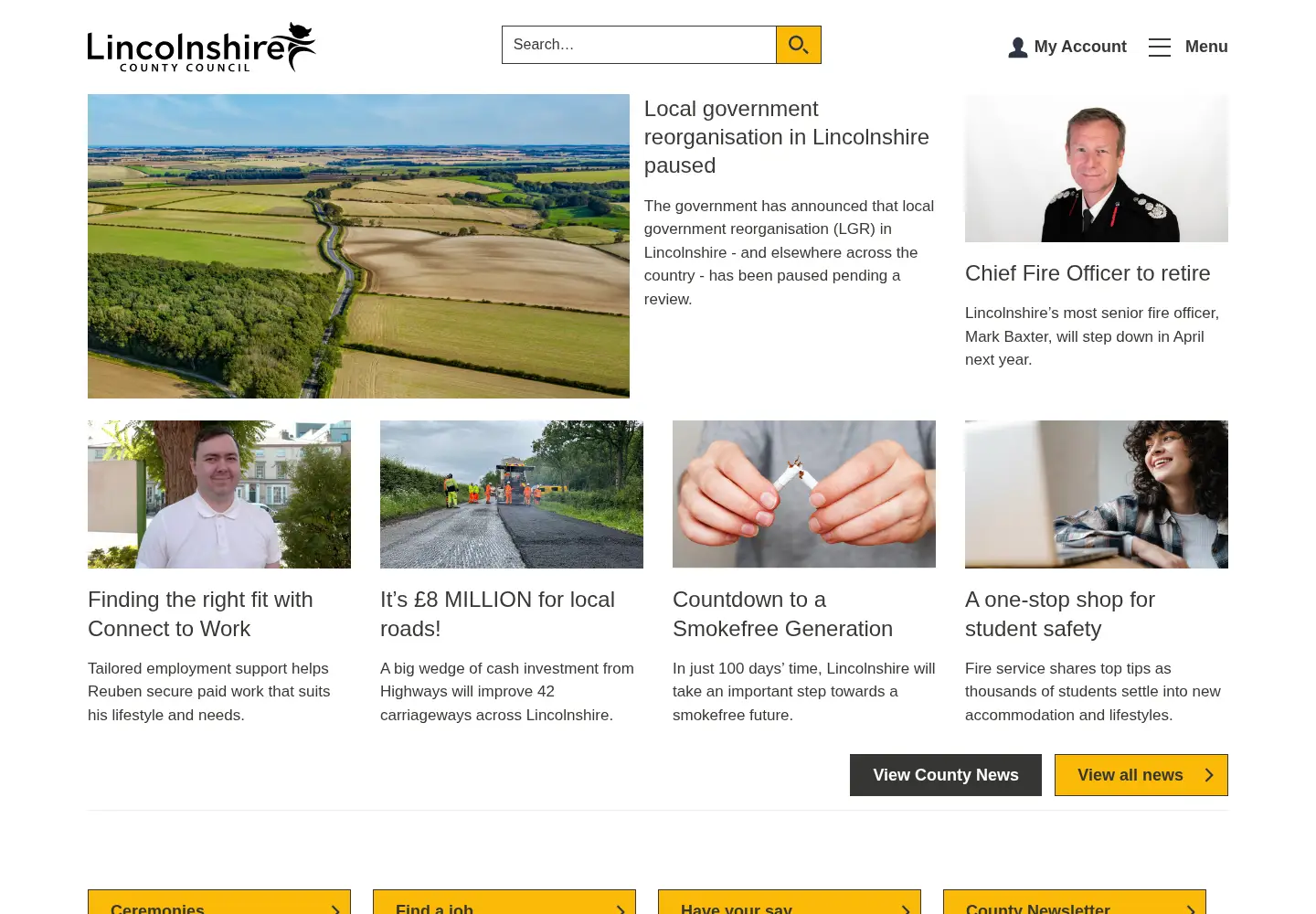 Screenshot of lincolnshire.gov.uk