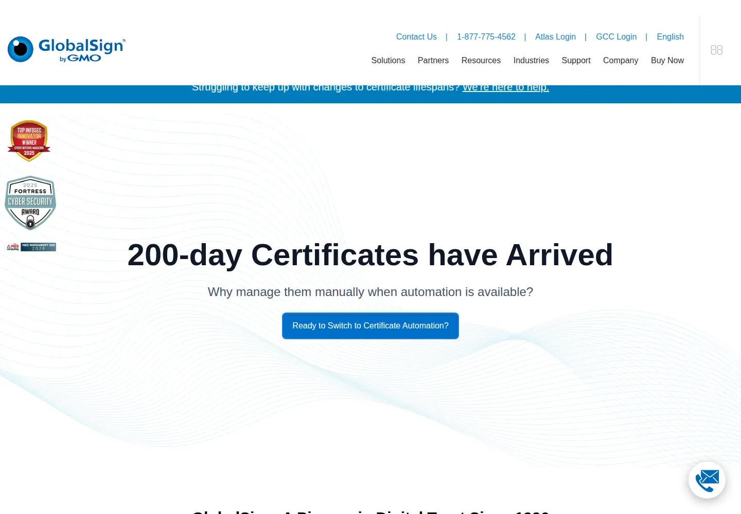 Screenshot of globalsign.com