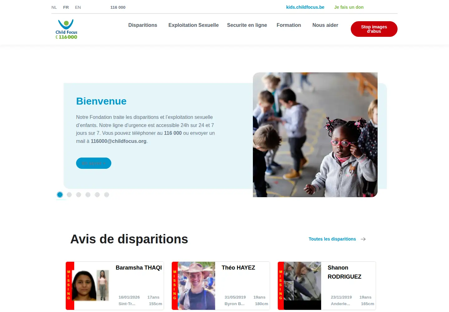 Screenshot of childfocus.be