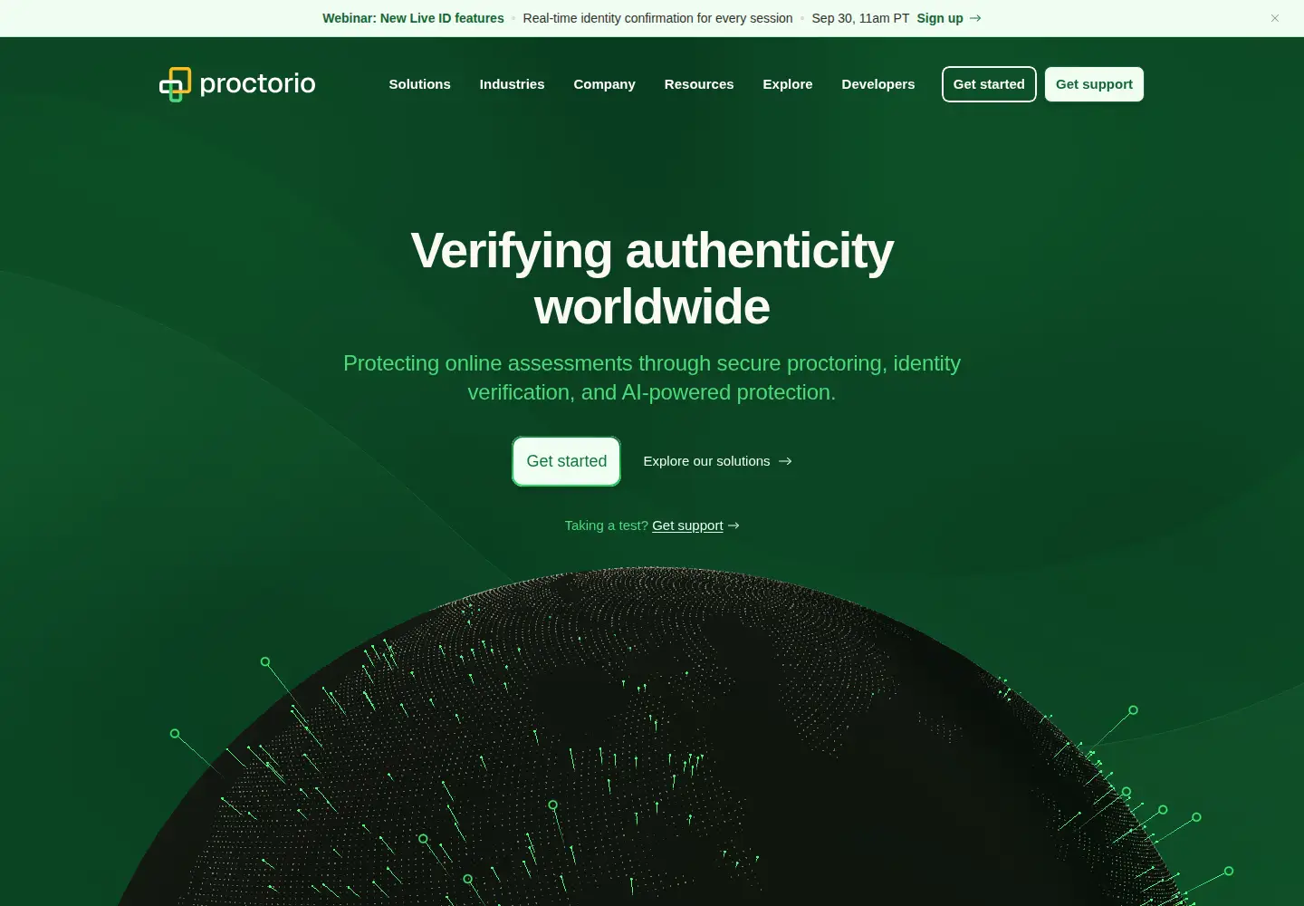 Screenshot of proctorio.com