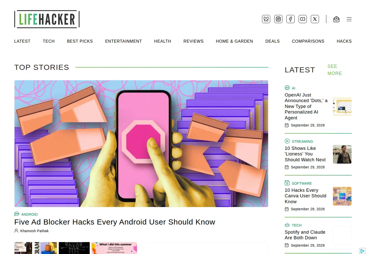 Screenshot of lifehacker.com