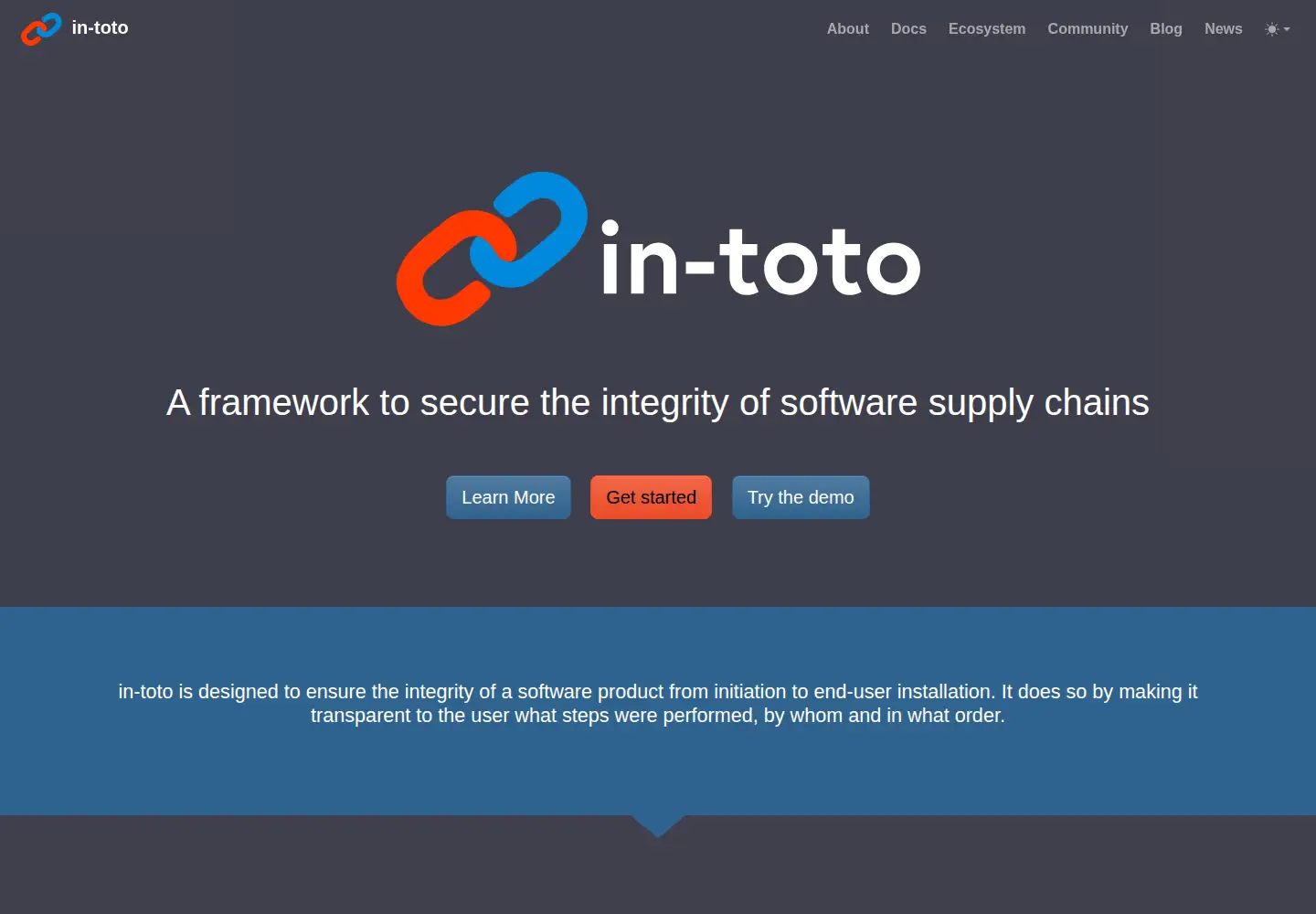 Screenshot of in-toto.io