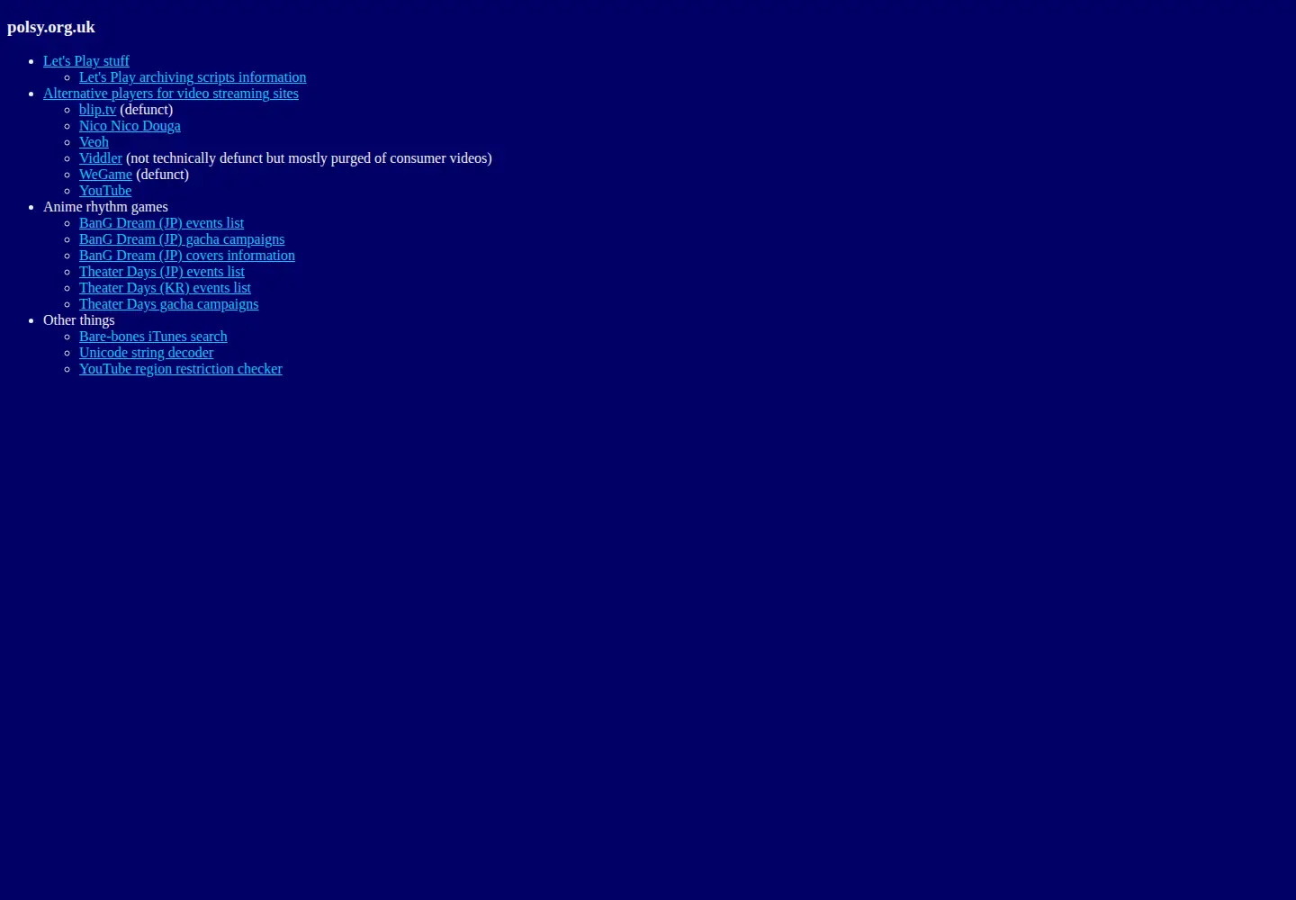 Screenshot of polsy.org.uk