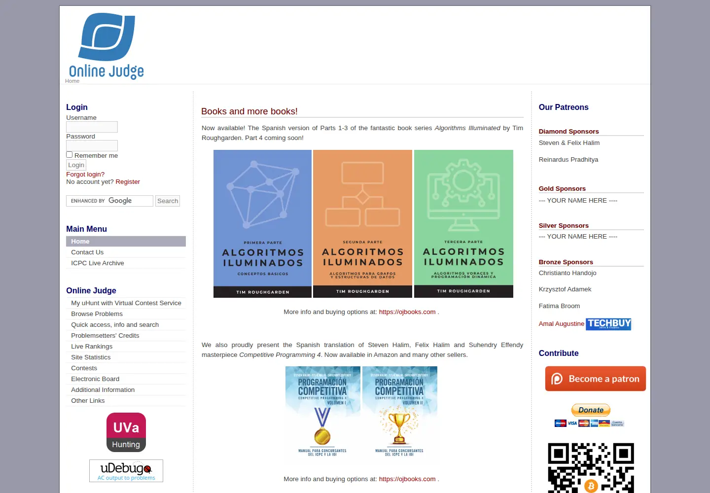 Captured homepage of onlinejudge.org in the current scan