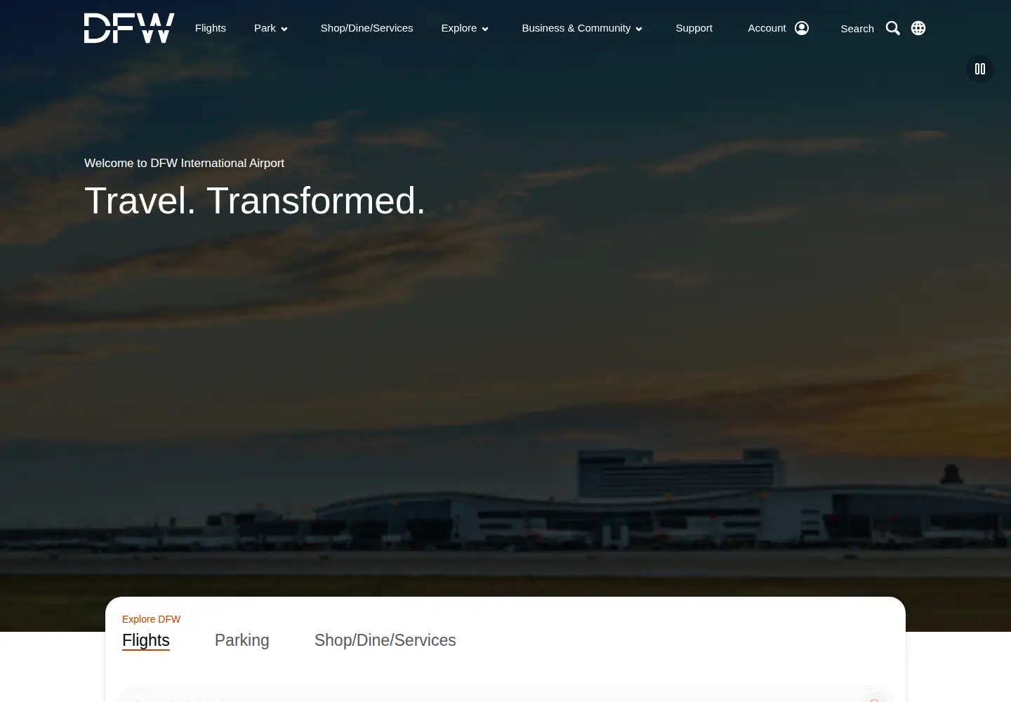 Screenshot of dfwairport.com