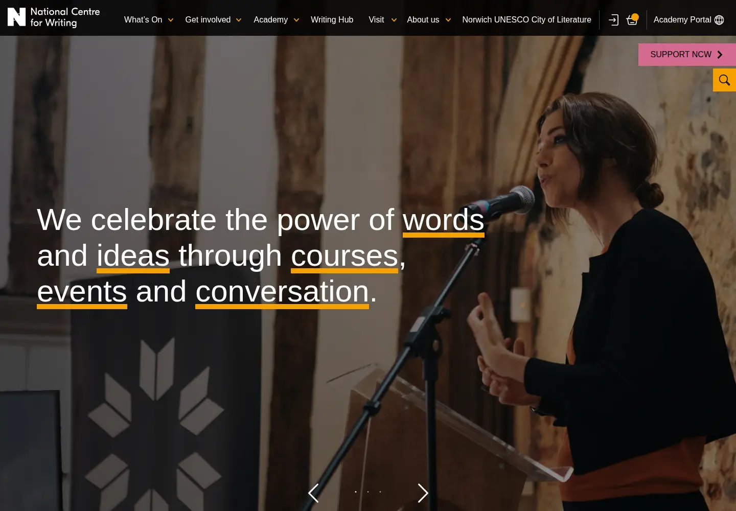 Screenshot of nationalcentreforwriting.org.uk