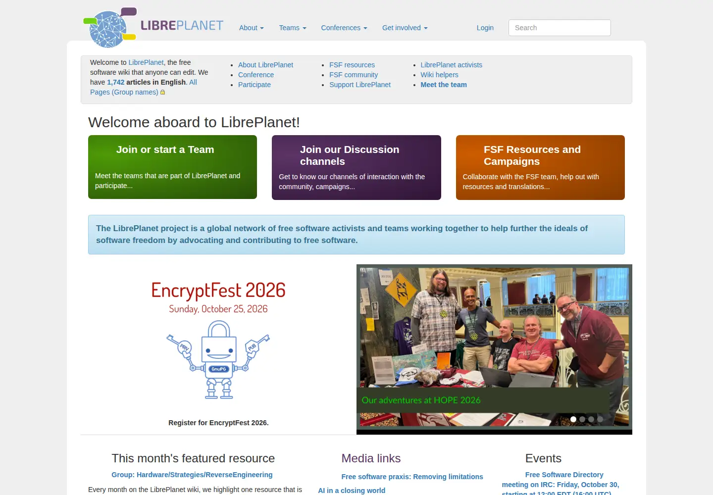 Screenshot of libreplanet.org
