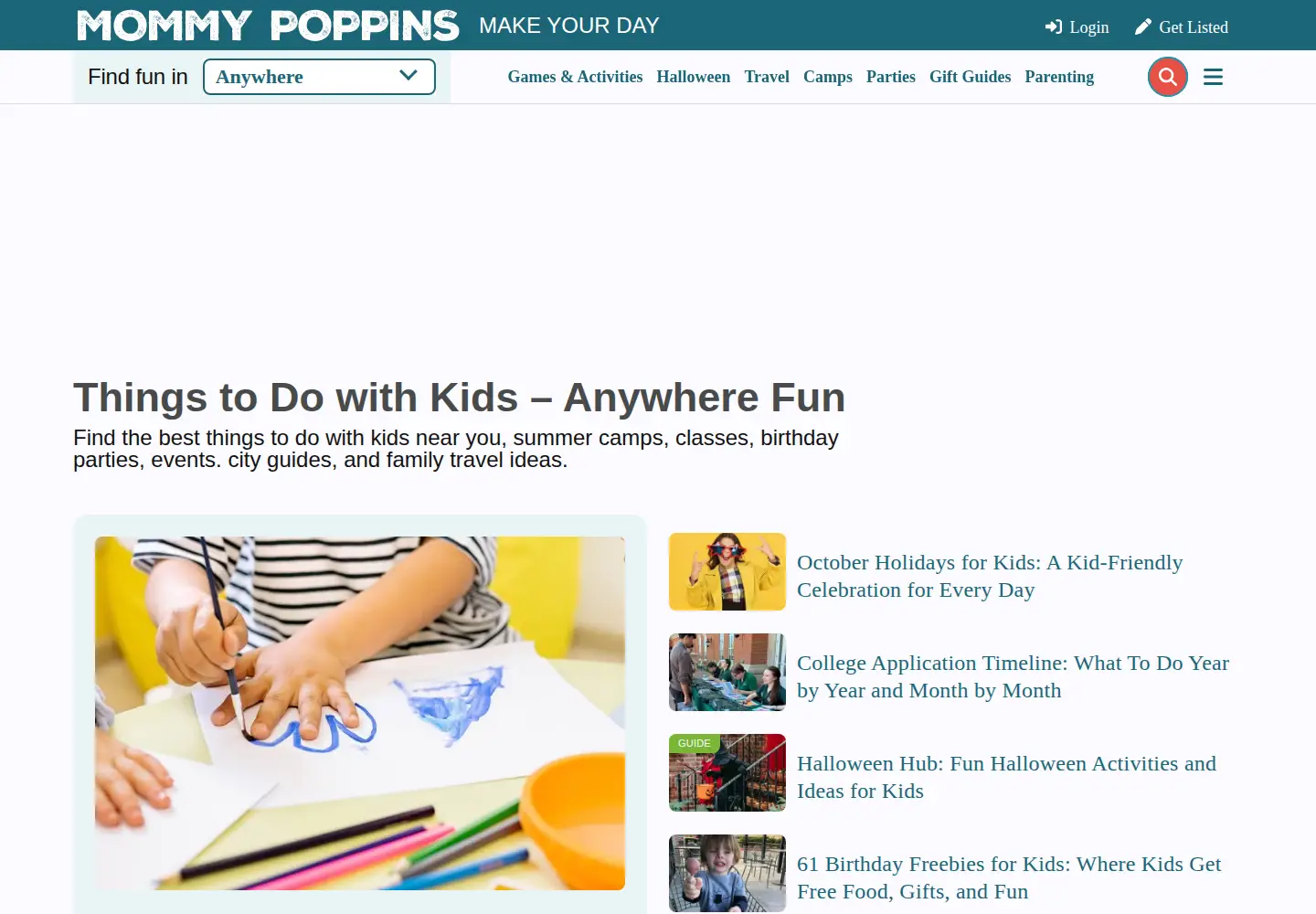 Screenshot of mommypoppins.com