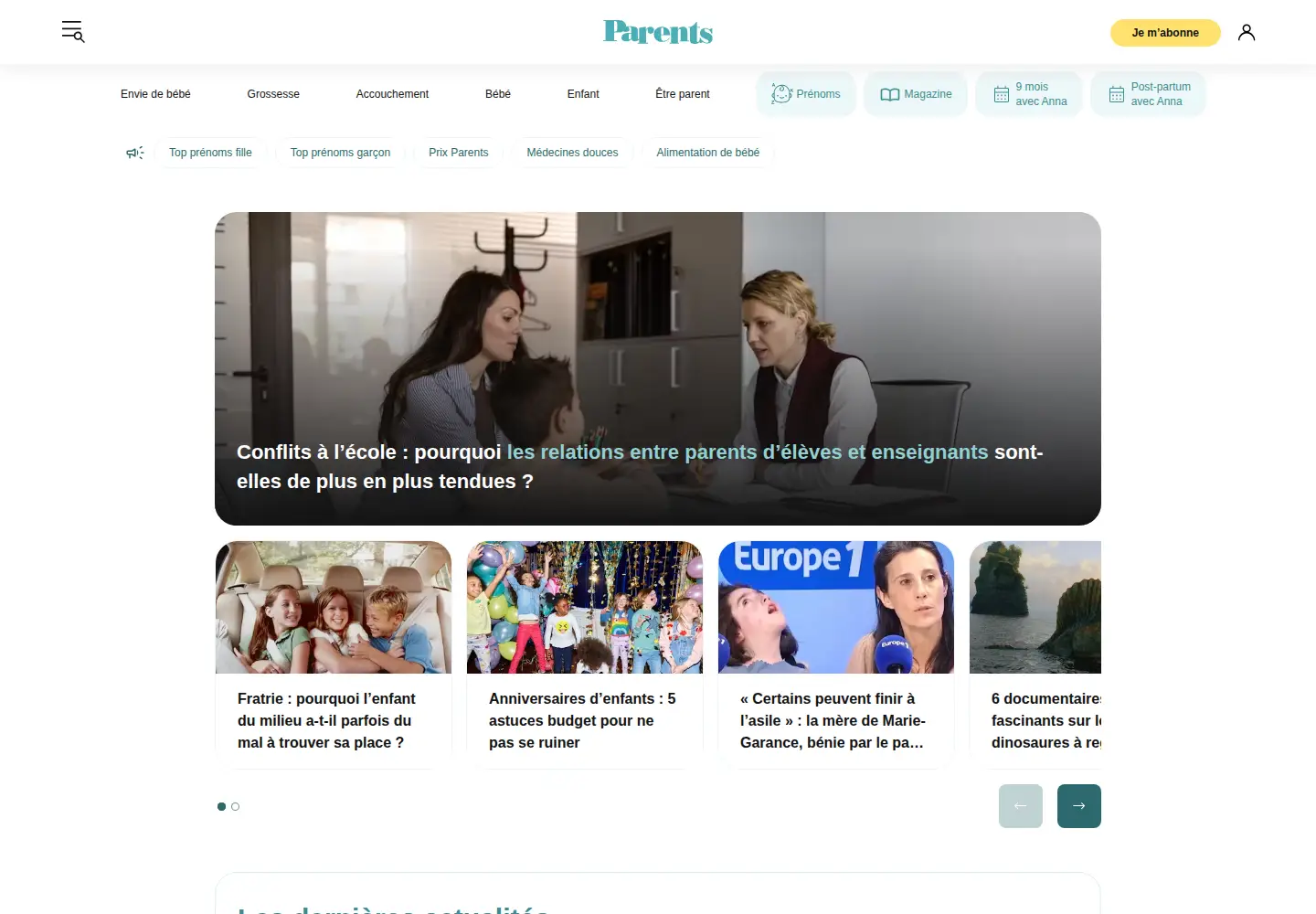 Screenshot of parents.fr