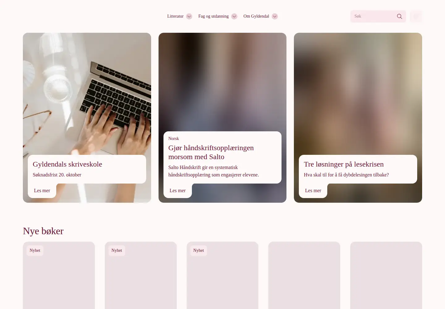 Screenshot of gyldendal.no