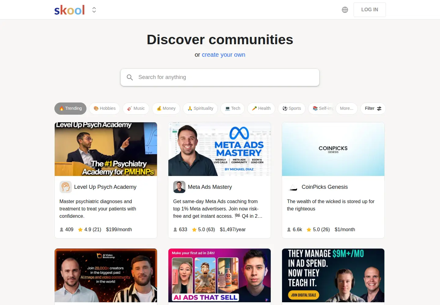 Screenshot of skool.com