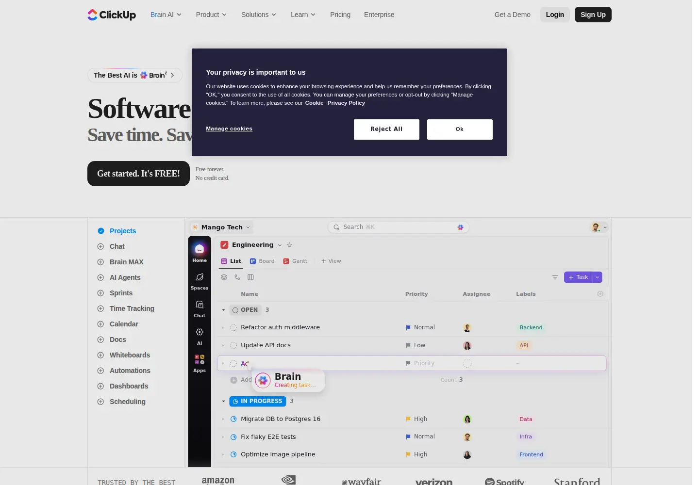 Screenshot of clickup.com