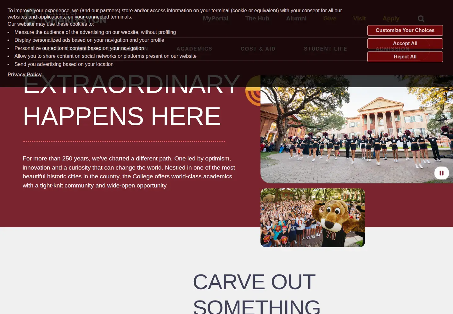 Screenshot of charleston.edu