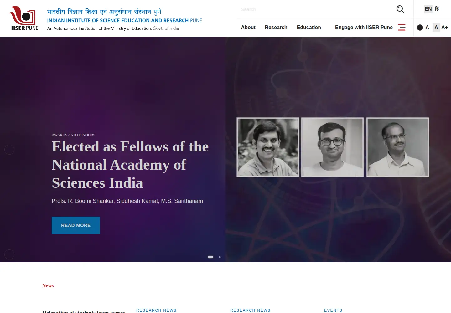 Screenshot of iiserpune.ac.in
