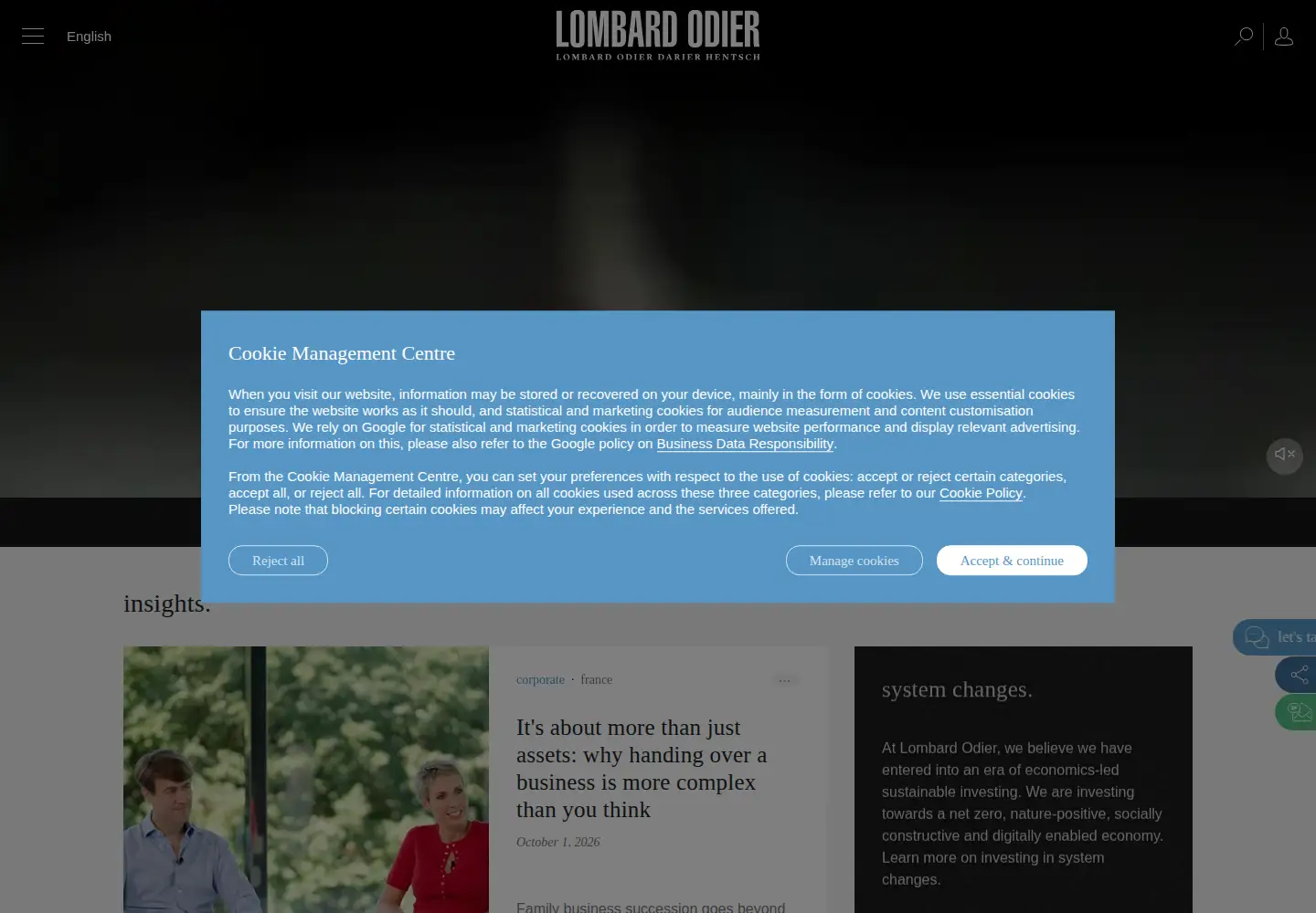 Screenshot of lombardodier.com