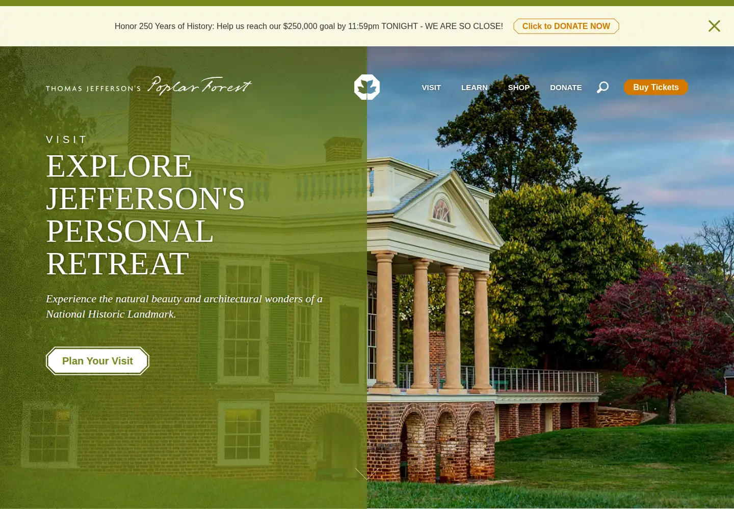 Screenshot of poplarforest.org