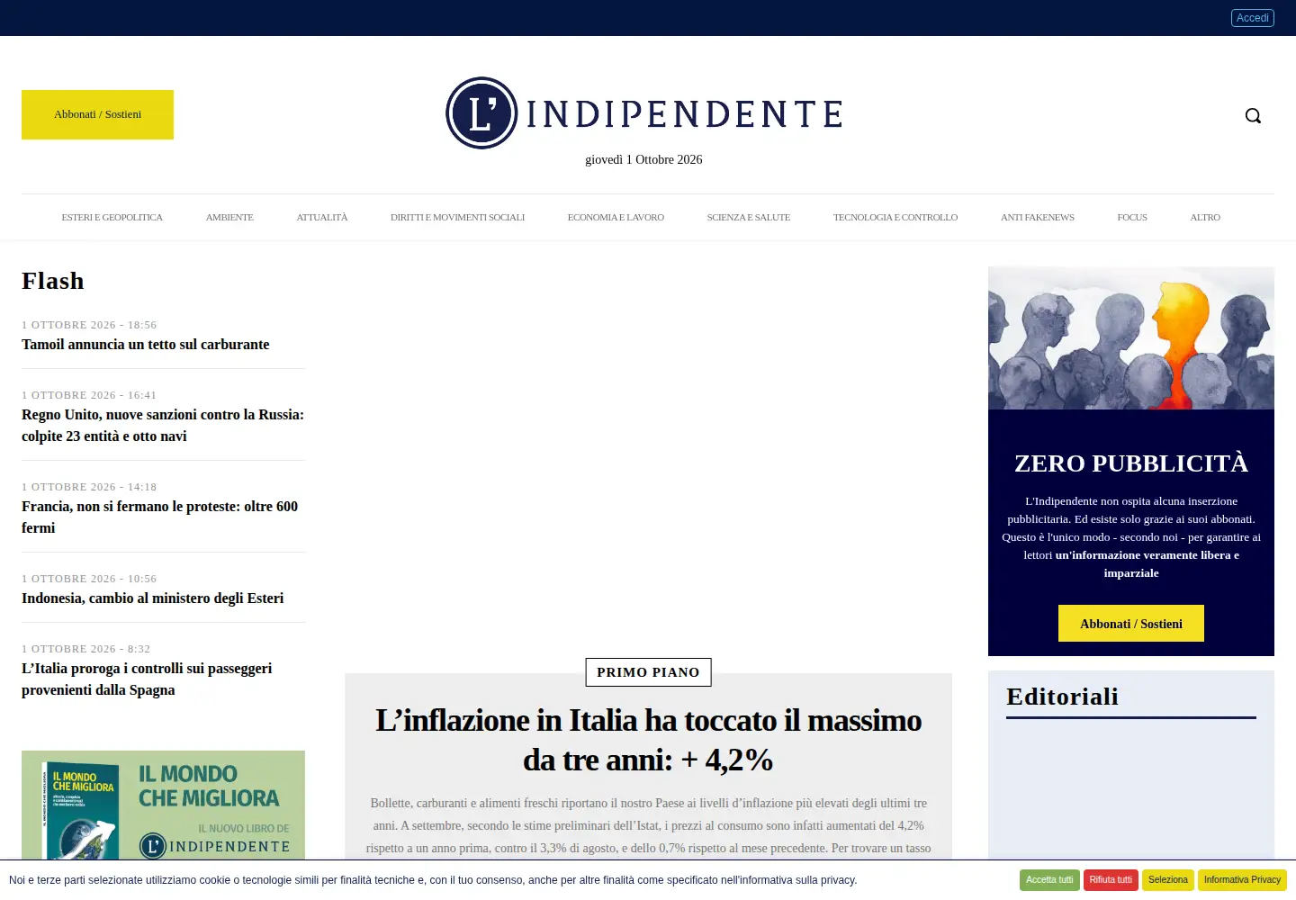 Screenshot of lindipendente.online
