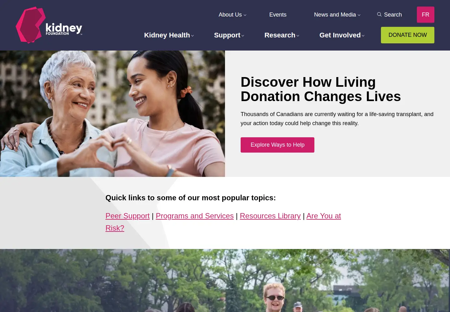 Screenshot of kidney.ca
