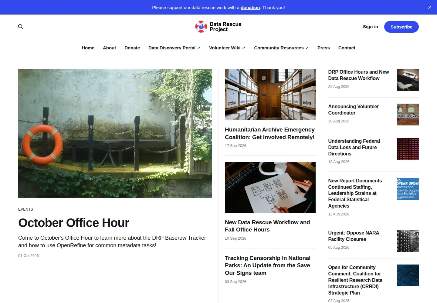Screenshot of datarescueproject.org