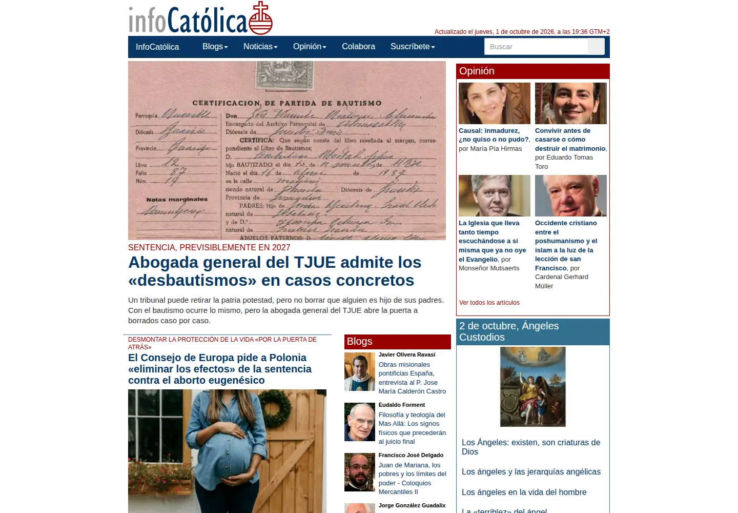 Screenshot of infocatolica.com from the current report