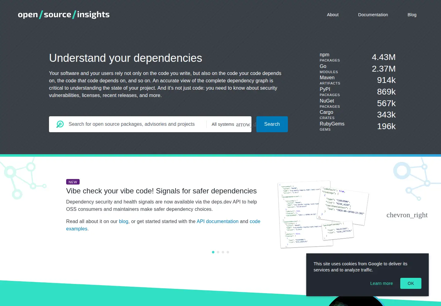 Screenshot of deps.dev