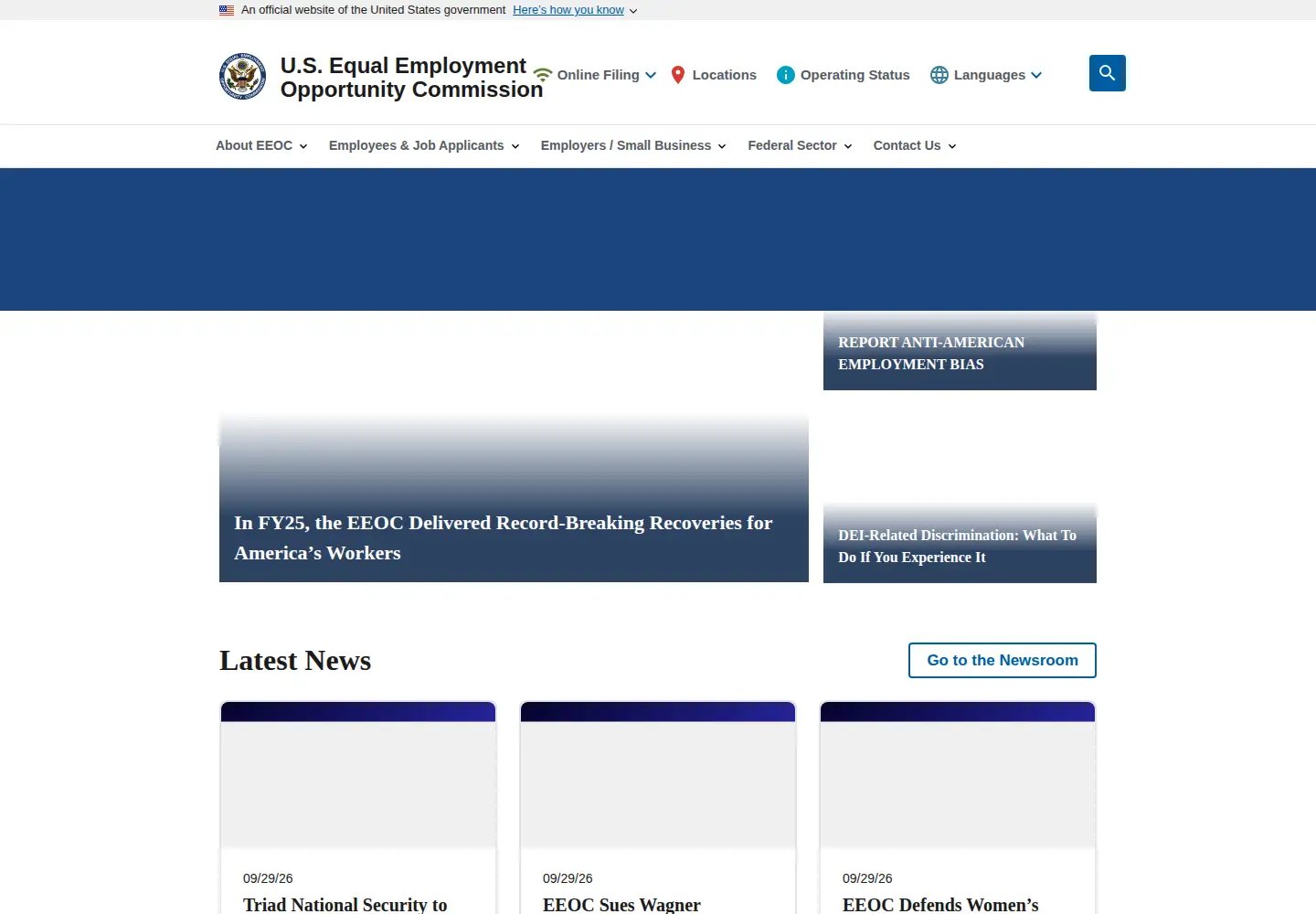 Screenshot of eeoc.gov