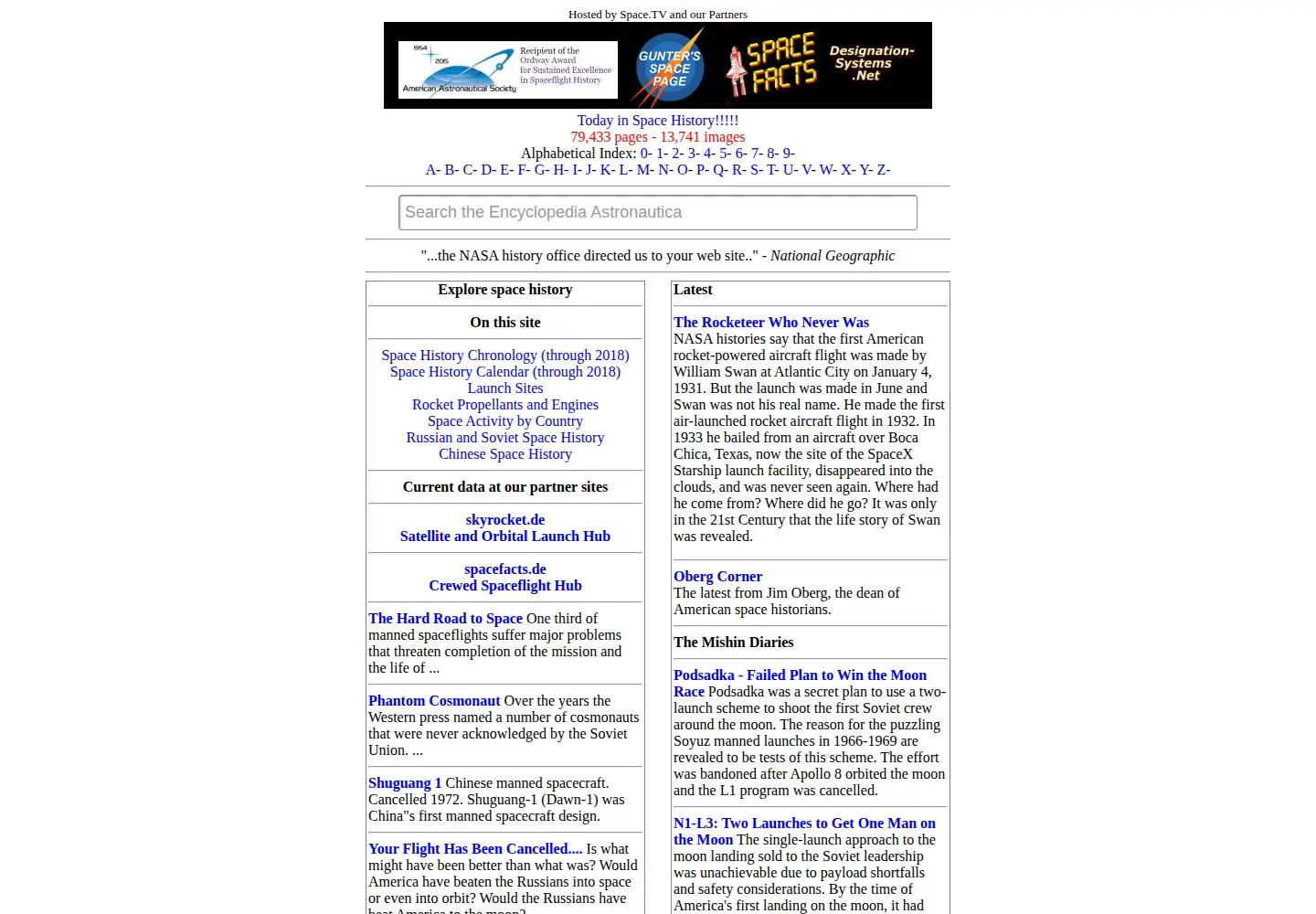 Screenshot of astronautix.com