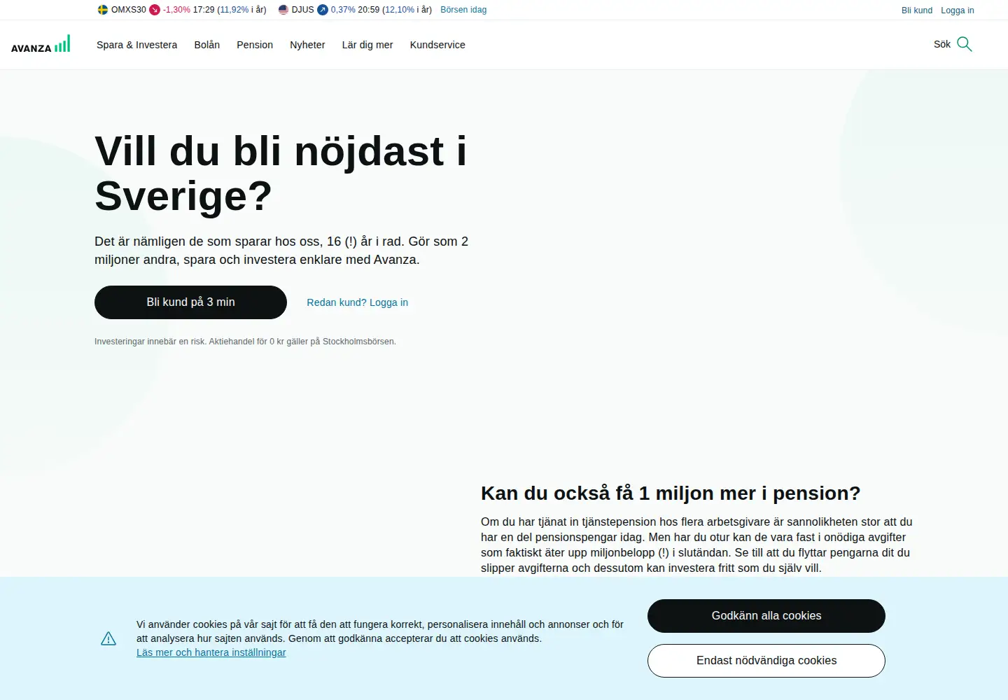 Screenshot of avanza.se