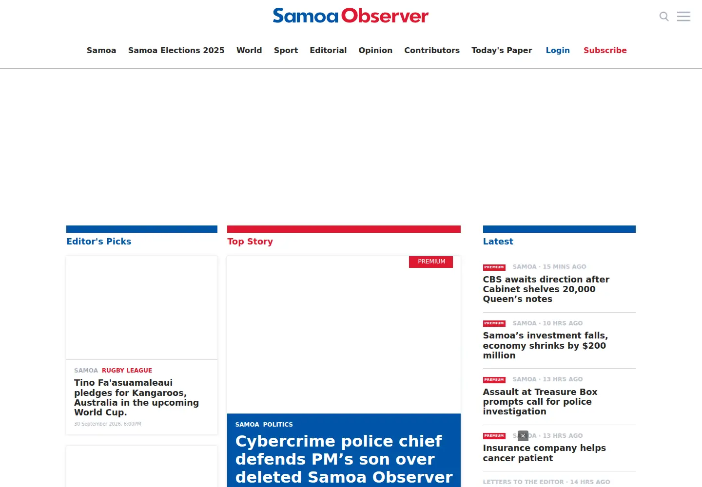 Screenshot of samoaobserver.ws