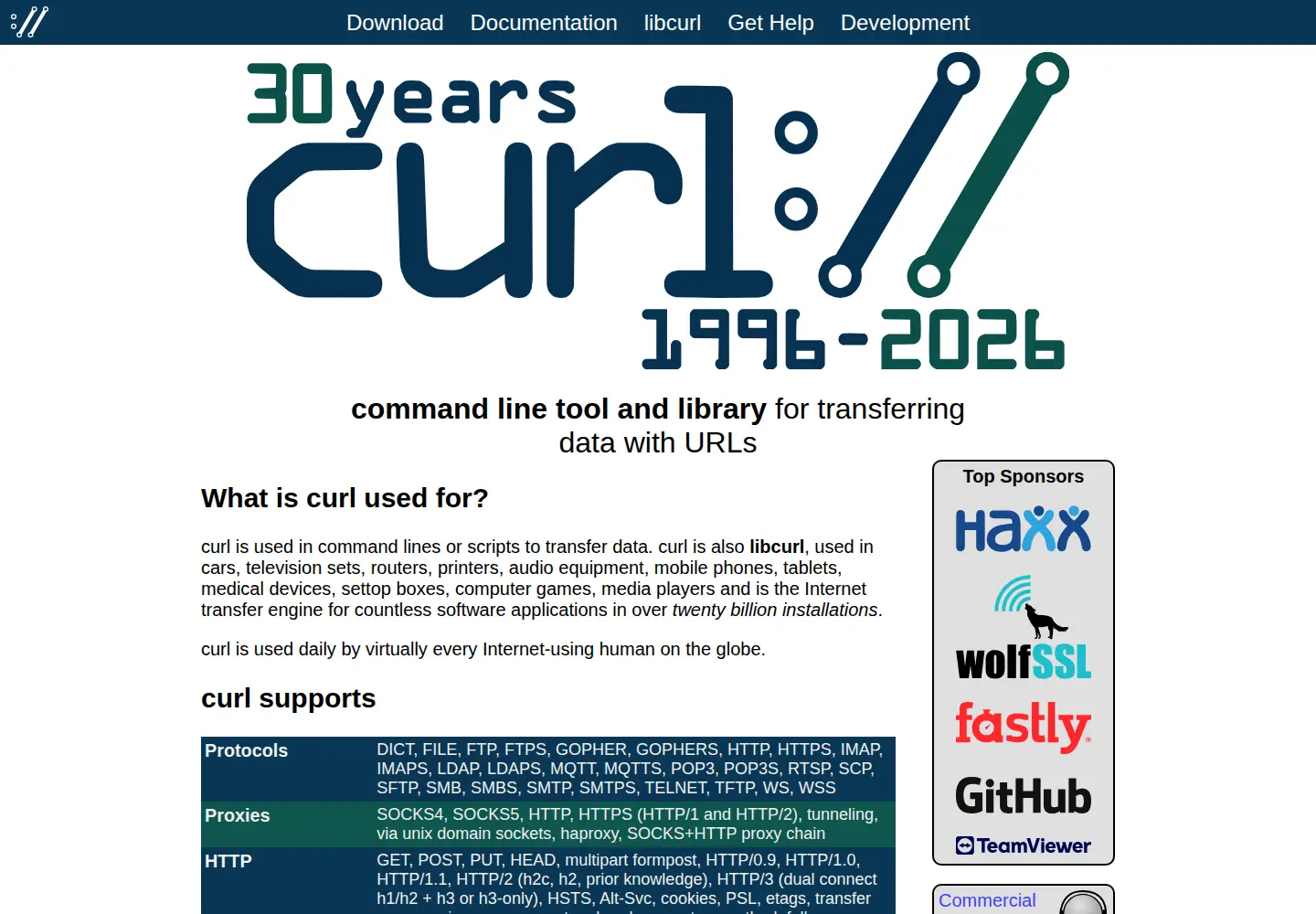 Screenshot of curl.se