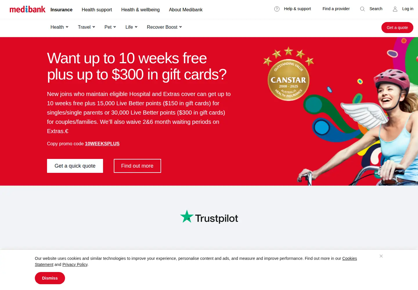 Screenshot of medibank.com.au