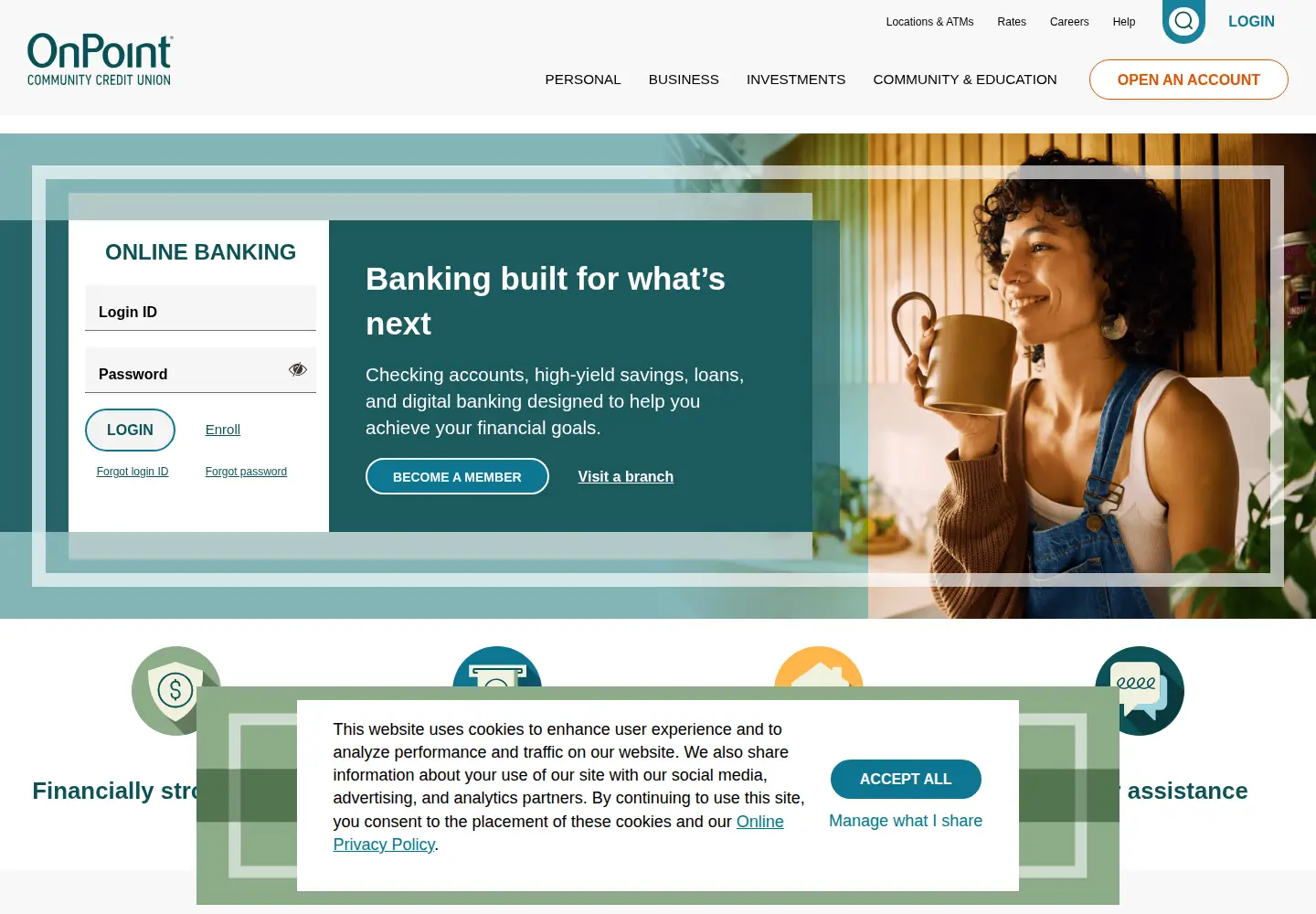 Screenshot of onpointcu.com