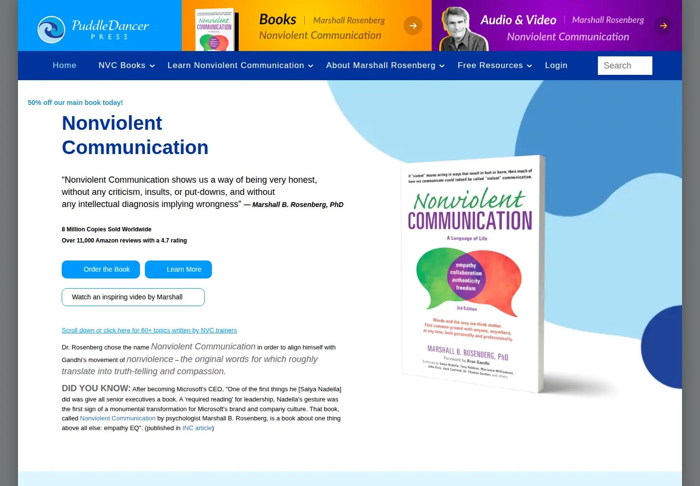 Screenshot of nonviolentcommunication.com