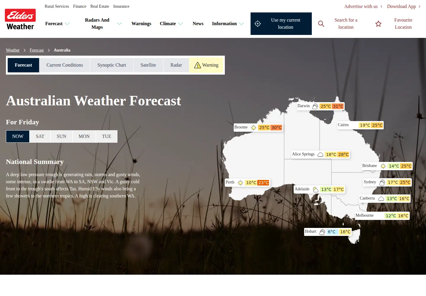 Screenshot of eldersweather.com.au
