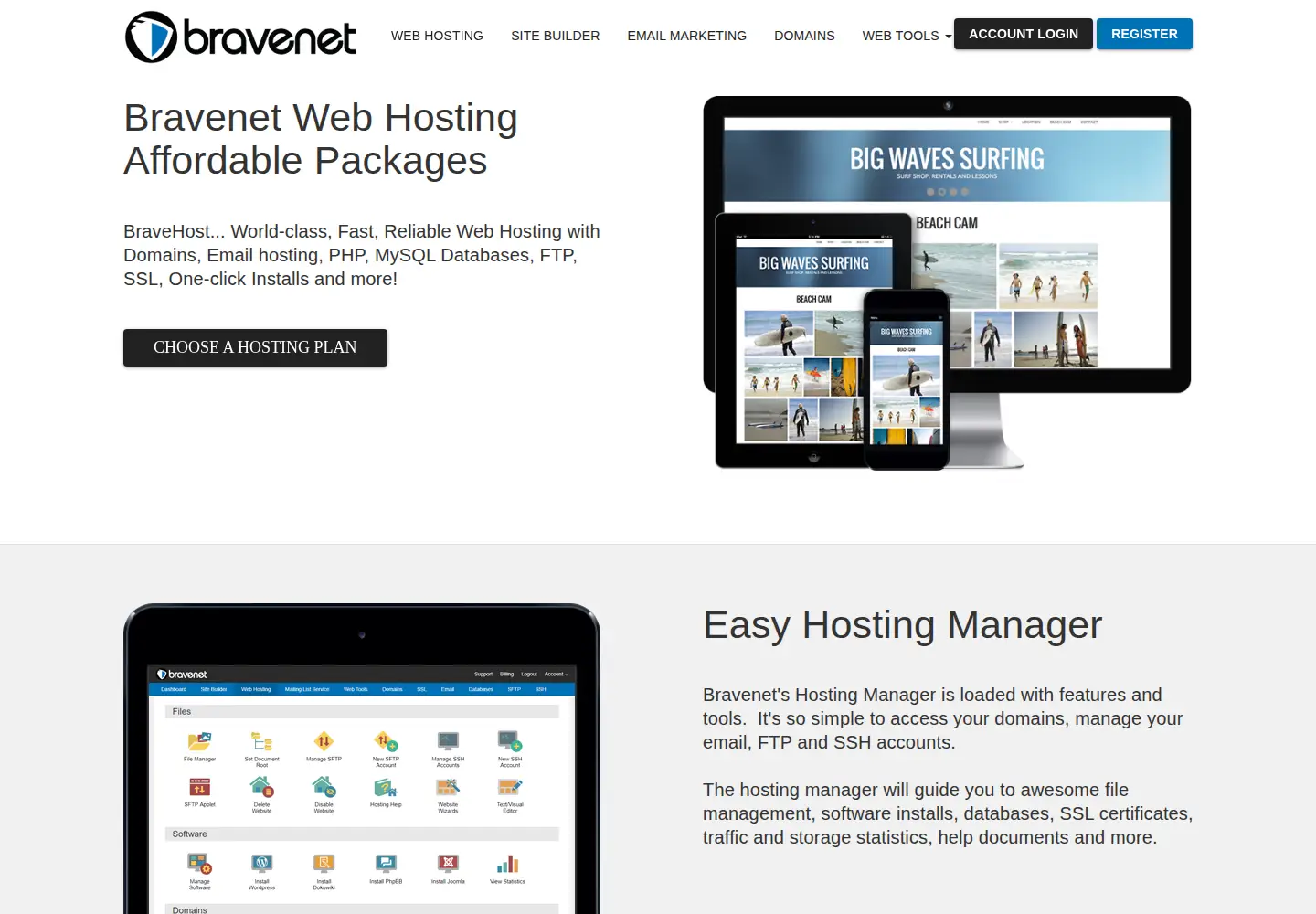 Screenshot of bravehost.com