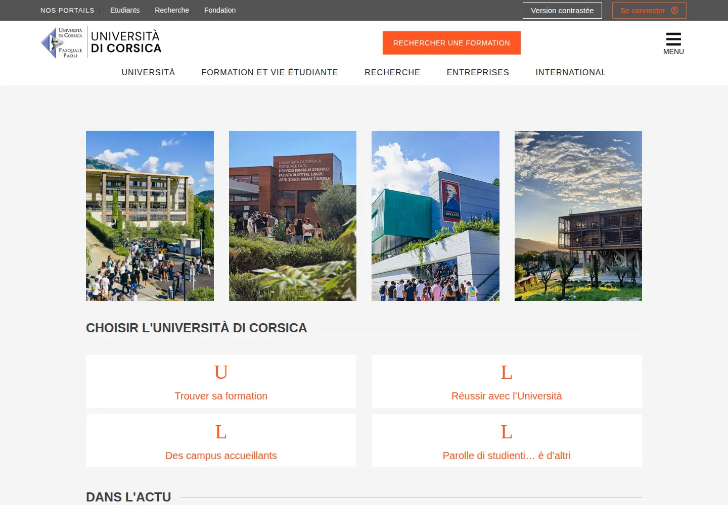 Screenshot of universita.corsica