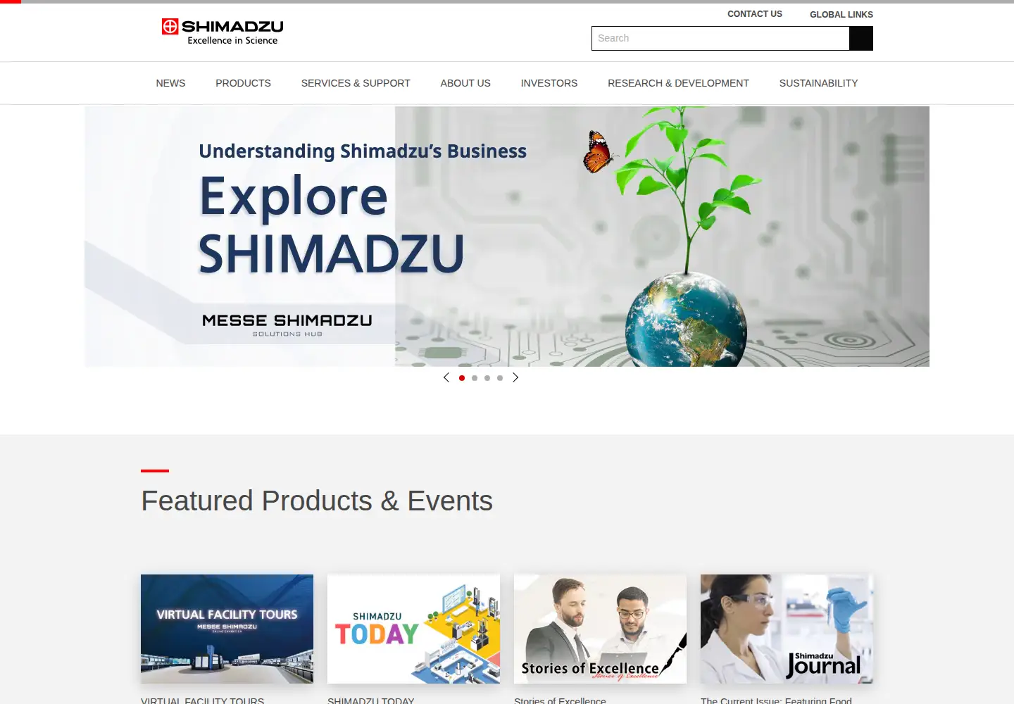 Screenshot of shimadzu.com