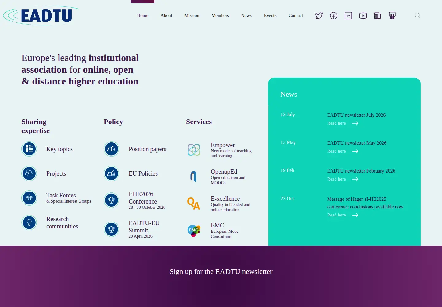 Screenshot of eadtu.eu