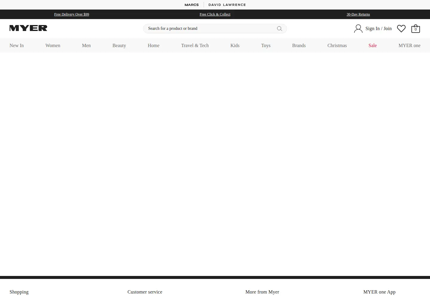 Screenshot of myer.com.au