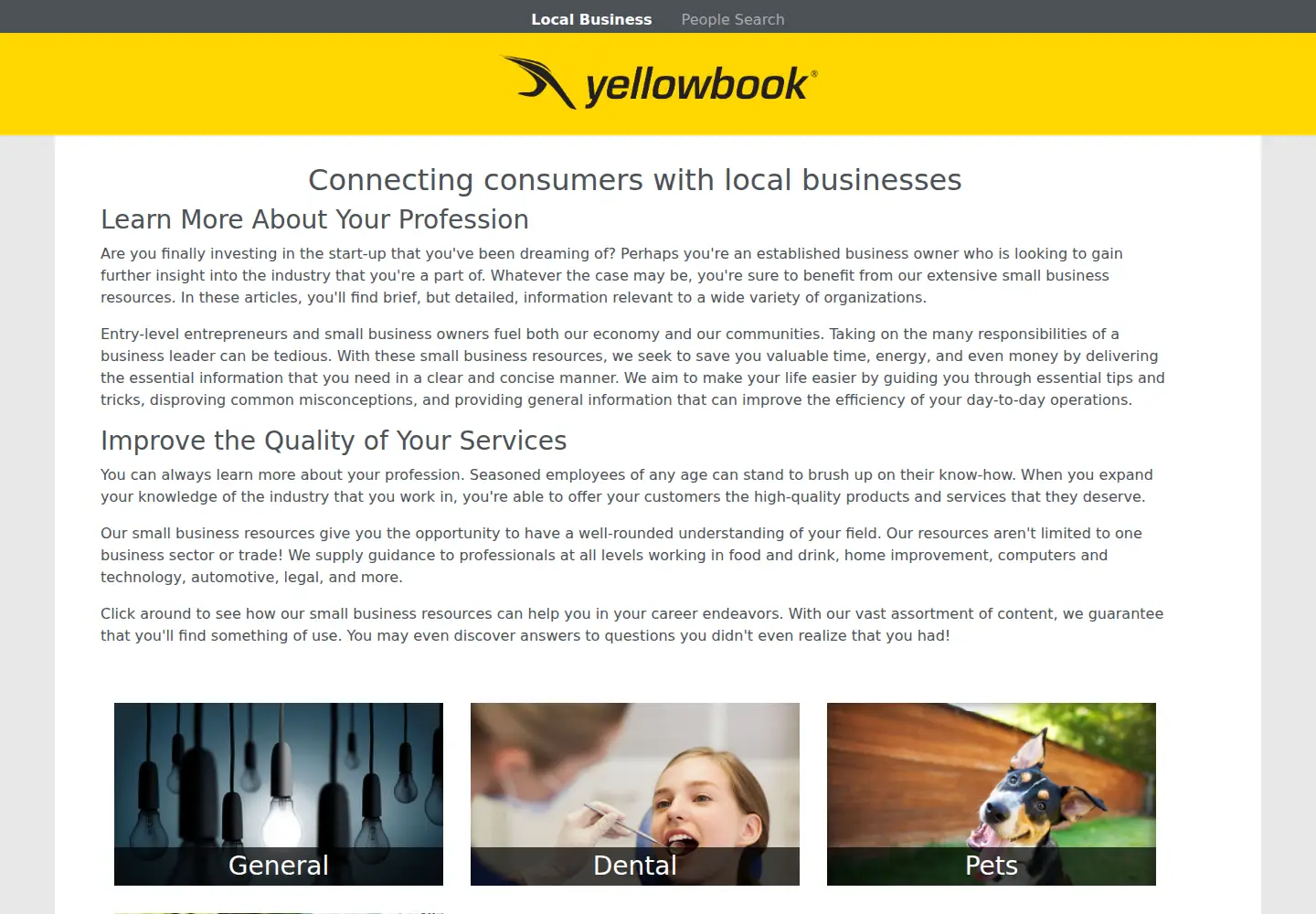 Screenshot of yellowbook.com