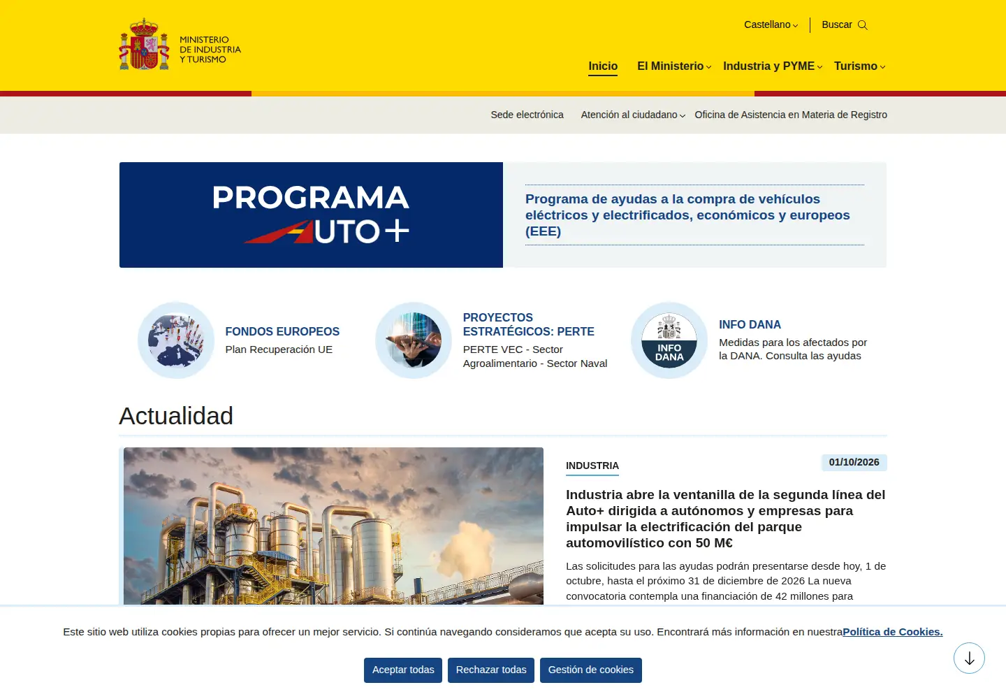 Screenshot of mintur.gob.es