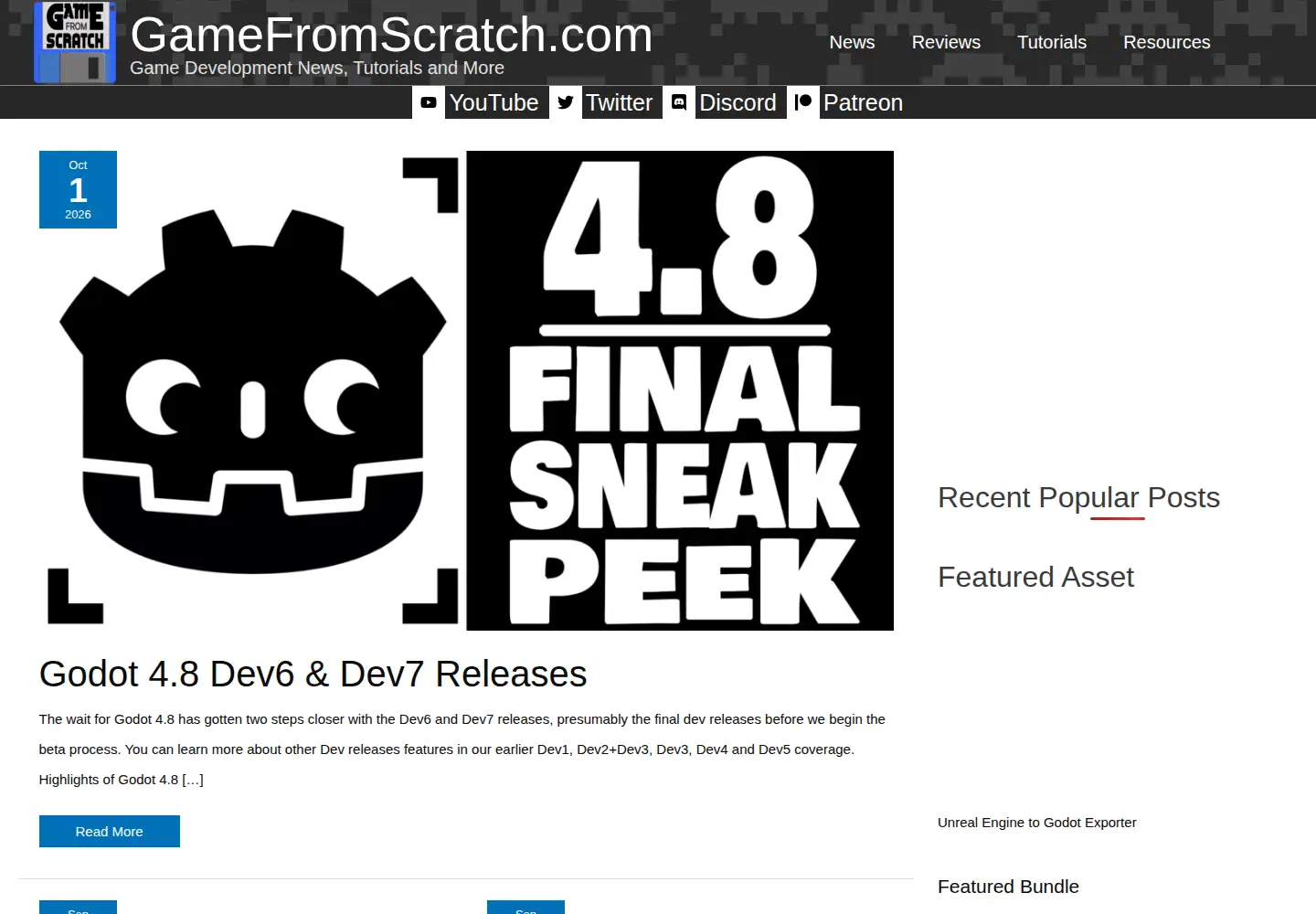 Screenshot of gamefromscratch.com