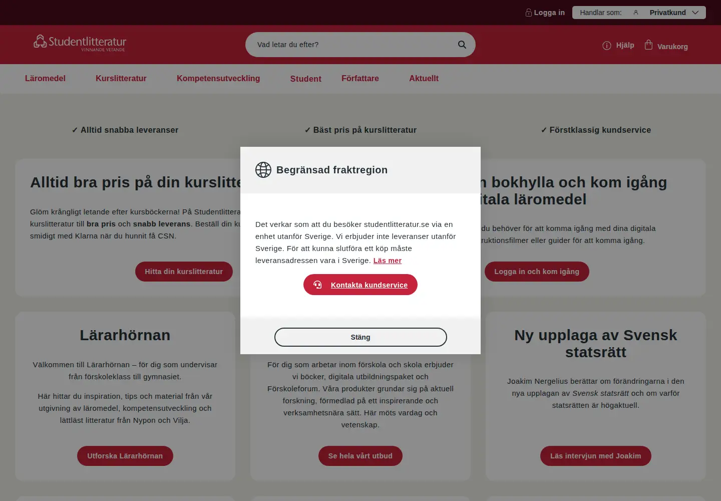 Screenshot of studentlitteratur.se