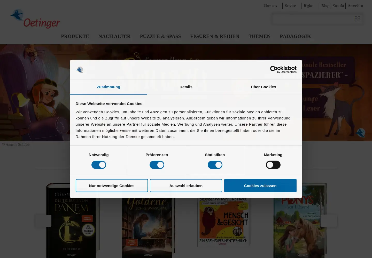 Screenshot of oetinger.de