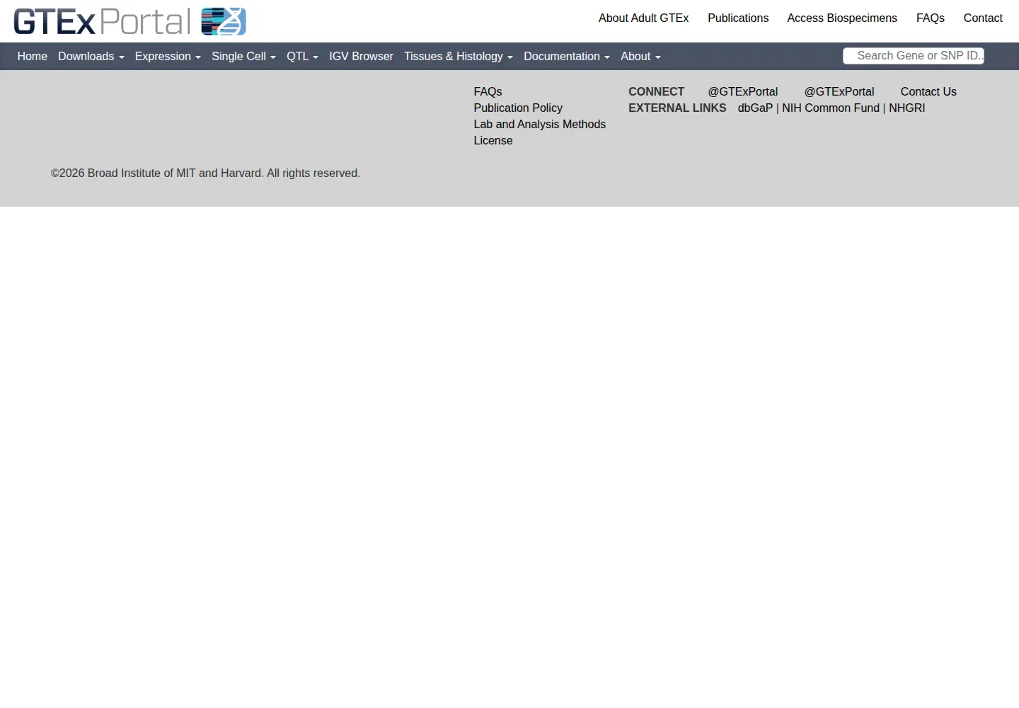 Screenshot of gtexportal.org