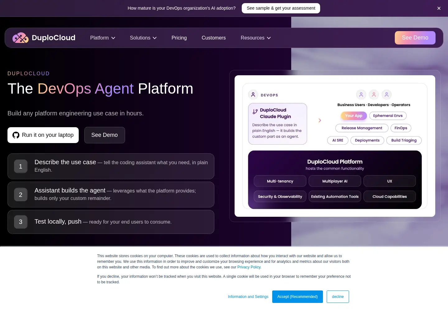 Screenshot of duplocloud.com